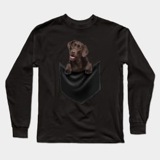 Brown labrador Retriever Dog inside Pocket, Lab Dog Love Long Sleeve T-Shirt